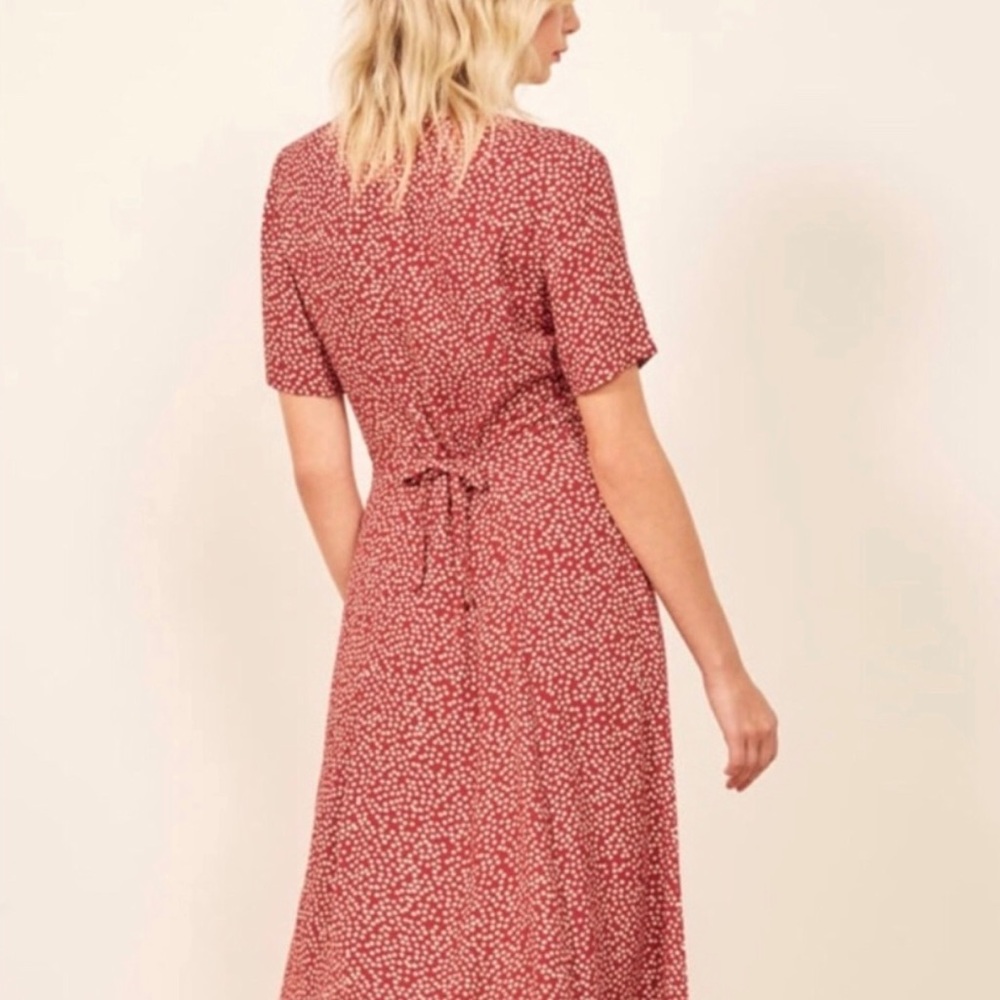 NWT reformation locklin Midi V Neck dress Dakota - Picture 3 of 8